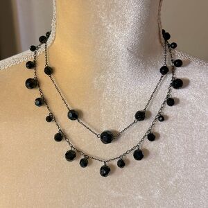 Black Hexagon Beaded Express Necklace